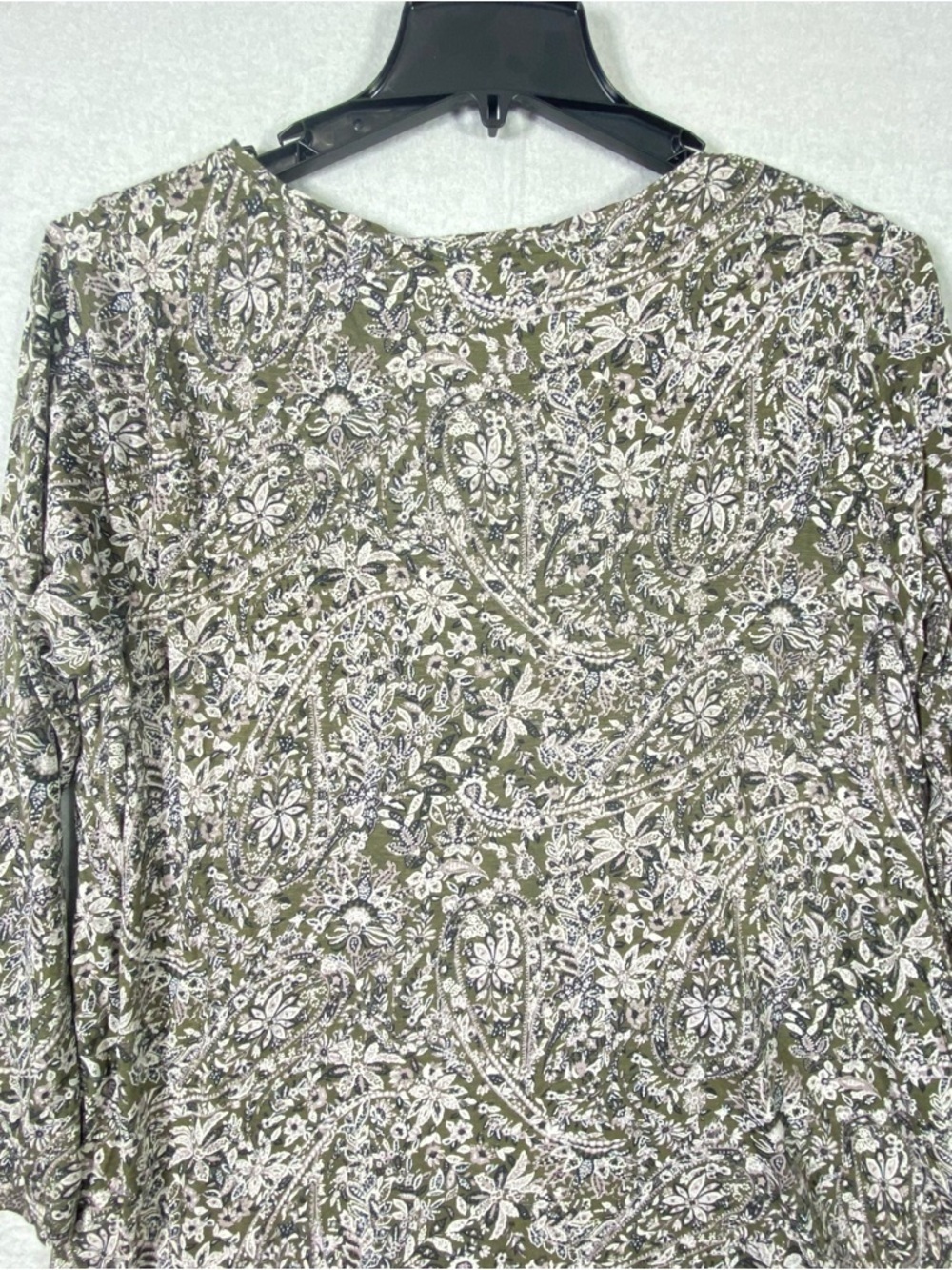 Lucky Brand Floral Paisley Tee Women's 1X Green Long Sleeve Round Neck Shirt - Picture 8 of 12